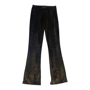 No Boundaries size small 3 / 5 flare snakeskin pants gold green animal club y2k